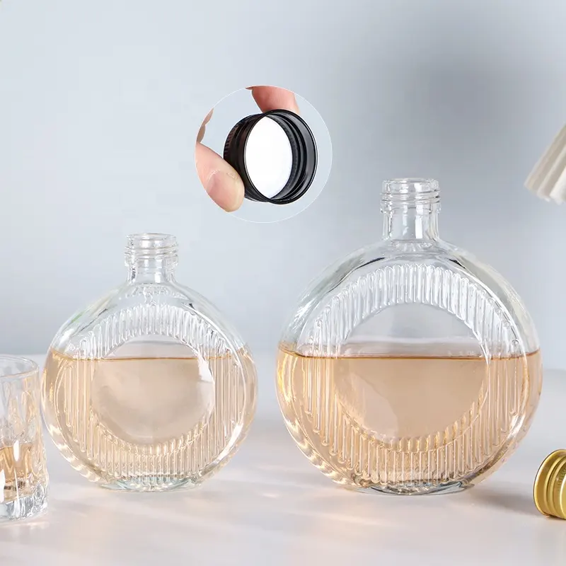 Botellas de vino de licor de fruta de vidrio personalizadas transparentes vacías de 50ml 100ml con tapas de sellado