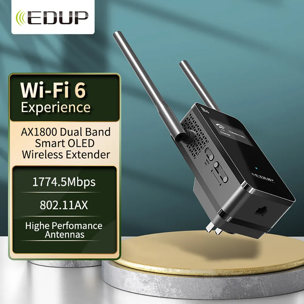 EDUP WiFi6 802.11AX 10/100/1000Mbps ripetitore Extender WiFi esterno con Display intelligente