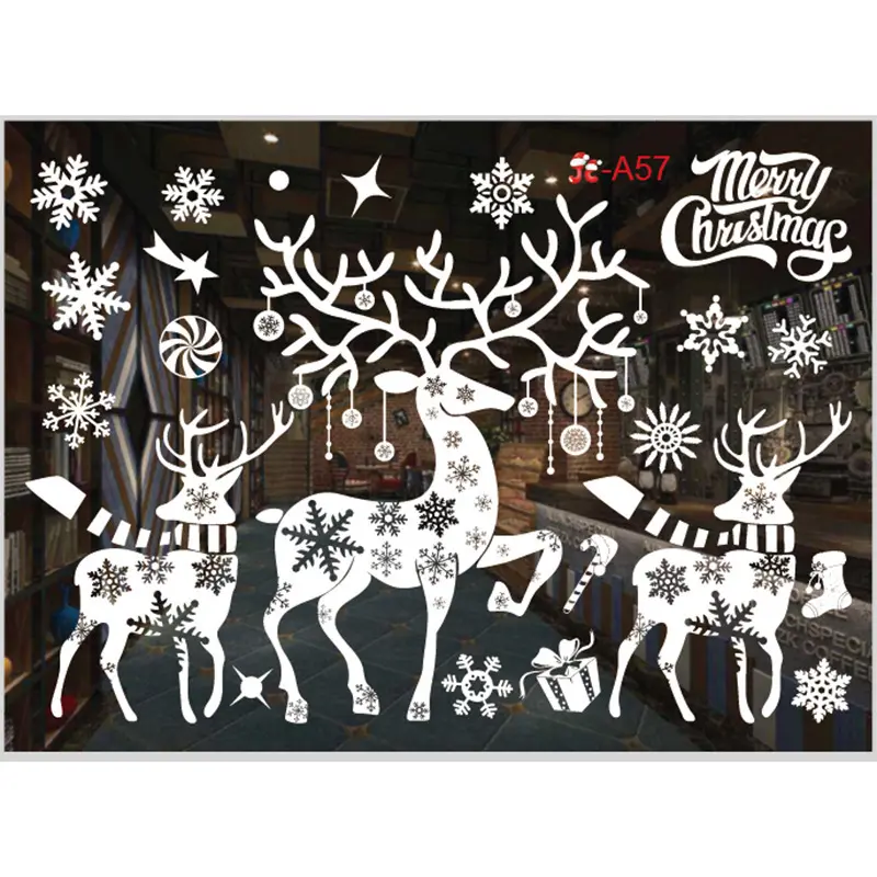 Topkwaliteit Vrolijk Kerstfeest Sneeuwpop Koelkast Stickers Decoratief Venster