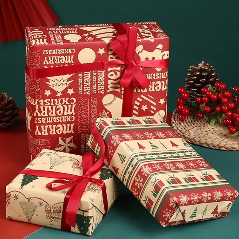 Decorazioni natalizie Kraft Vintage carta velina da imballaggio carta artigianale fai da te carta da regalo natale