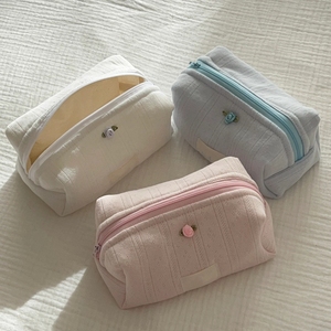 Borsa per il trucco personalizzata da donna in cotone da viaggio borsa cosmetica trapuntata con accessori e cerniera - Product Image 1