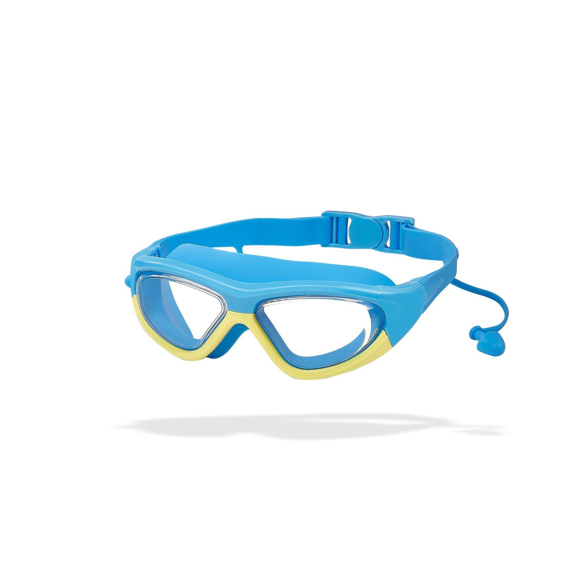 Blue and yellow non-prescription glasses case