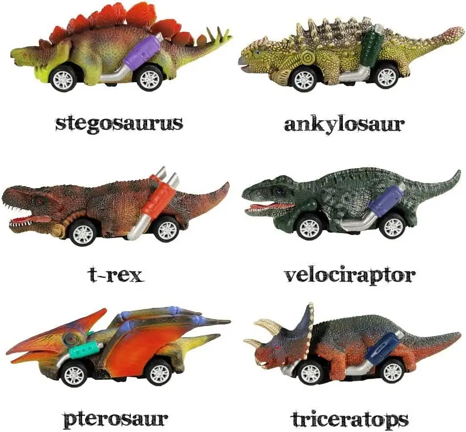 ของเล่นไดโนเสาร์ใหม่ดึงกลับรถของเล่น,6แพ็ค Dino ของเล่น,เกมไดโนเสาร์กับ T-Rex ของเล่นเด็กยานพาหนะรถ