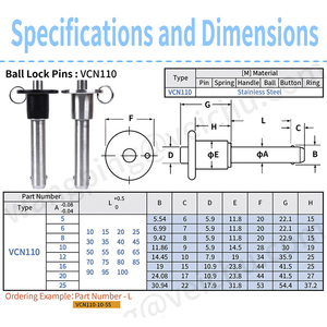 Veich OBM một cửa dịch vụ vcn011 kẽm xử lý thép không gỉ nhanh chóng phát hành bóng Khóa Pin - Product Image 4