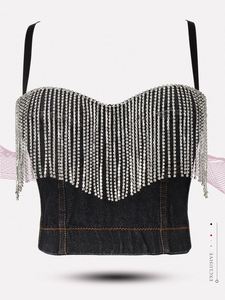 BR285 <strong>Pretty</strong> Tassel Sexy Luxe Denim Corset <strong>Top</strong>