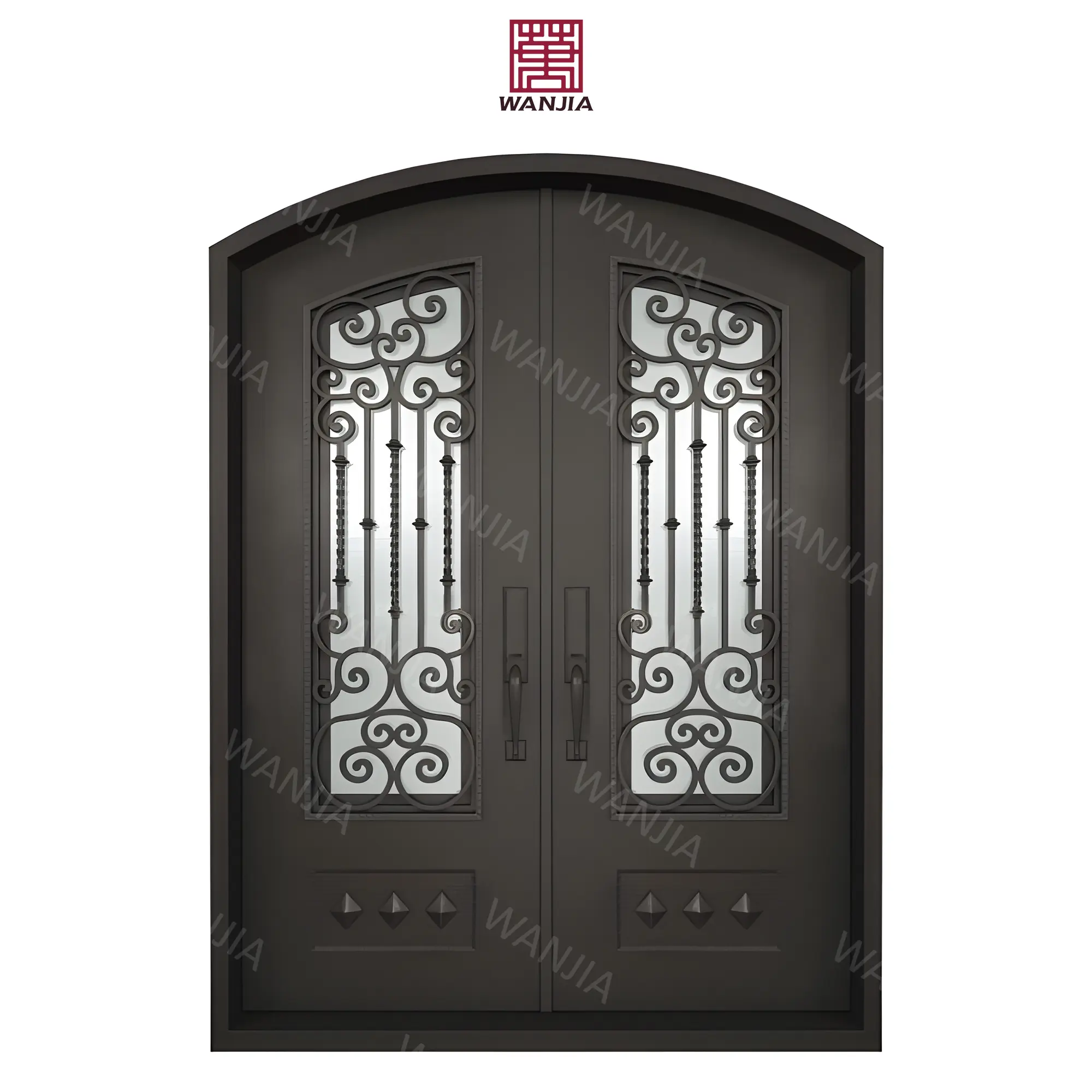 玄関玄関ドア環境にやさしい屋外インテグリティサプライヤー防錆錬鉄製ドア住宅用フレンチフロントドア