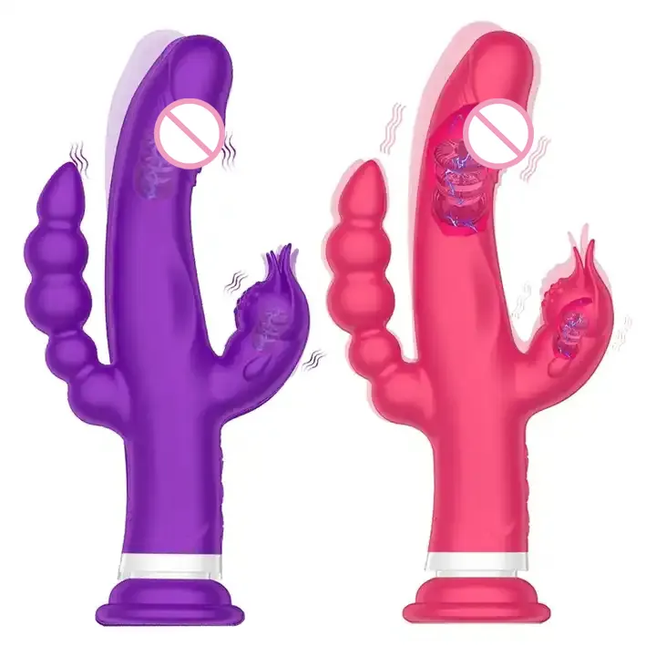 Terbaru Triple bergetar klitoris stimulasi 20 kecepatan pijat masturbasi perangkat kelinci Vibrator untuk wanita mainan seks