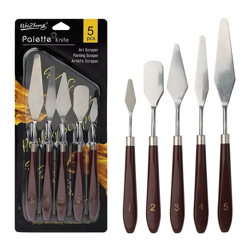 Poignée en plastique ensemble de couteau de palette de 5 morceaux