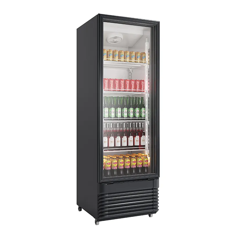 Hihg geladeira vertical de qualidade, vidro, porta, congelador para cerveja e bebidas com luz led, refrigerador de bebidas