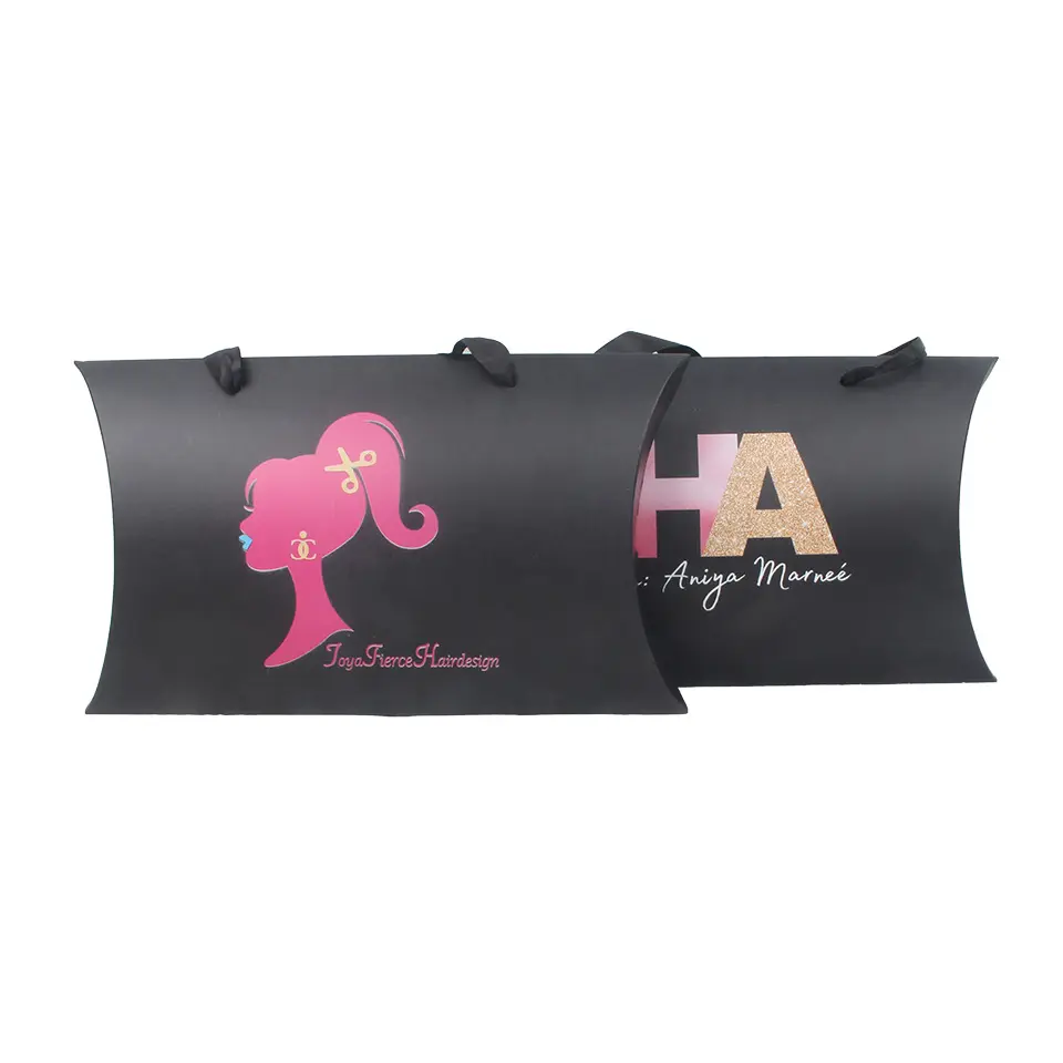 Ribbon Handle Clothing Cosmetic Tote Shopping Wedding Wig Favor Packaging Bag With Custom Logo