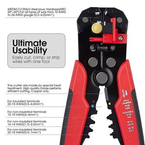 Fabrika OEM kendinden ayarlı tel striptizci, tel Crimper, tel kesici-3 in 1 otomatik çok amaçlı tel striptizci 10-24 AWG - Product Image 5