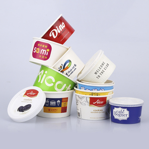 Recyclable Paper Take Away Icecream <strong>Pint</strong> Liners Instant Mini Custom Ice Cream <strong>Cups</strong> with Lids Spoon 2oz 3oz 4oz 6oz 8oz - Product Image 1