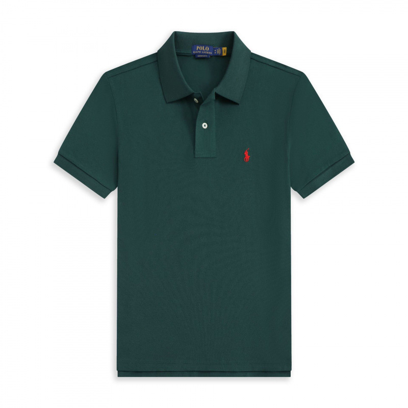 Polo vert foncé étiquette rouge