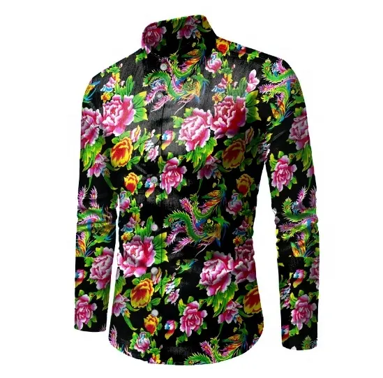 Новая продукция Liu Ming 2024 Весенняя мужская одежда винтажные традиционные китайские дизайнерские рубашки с цветочным принтом и длинным рукавом