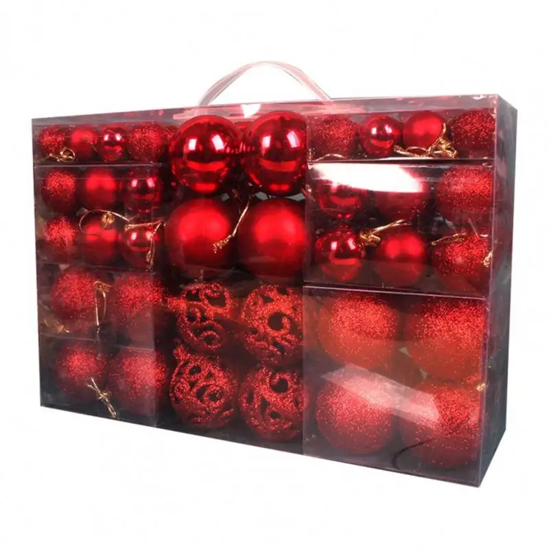Ornamenti per l'albero di natale confezione regalo con palla di natale da 100 pezzi con 3-6cm di altezza/tappetino/palla rosa/cava, palline di plastica di natale/palla