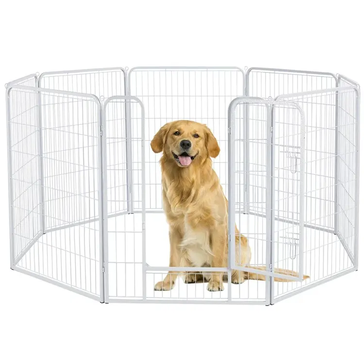 Corralito de metal plegable de 8 lados para perros 80cm 8 paneles XL valla para correr para perros