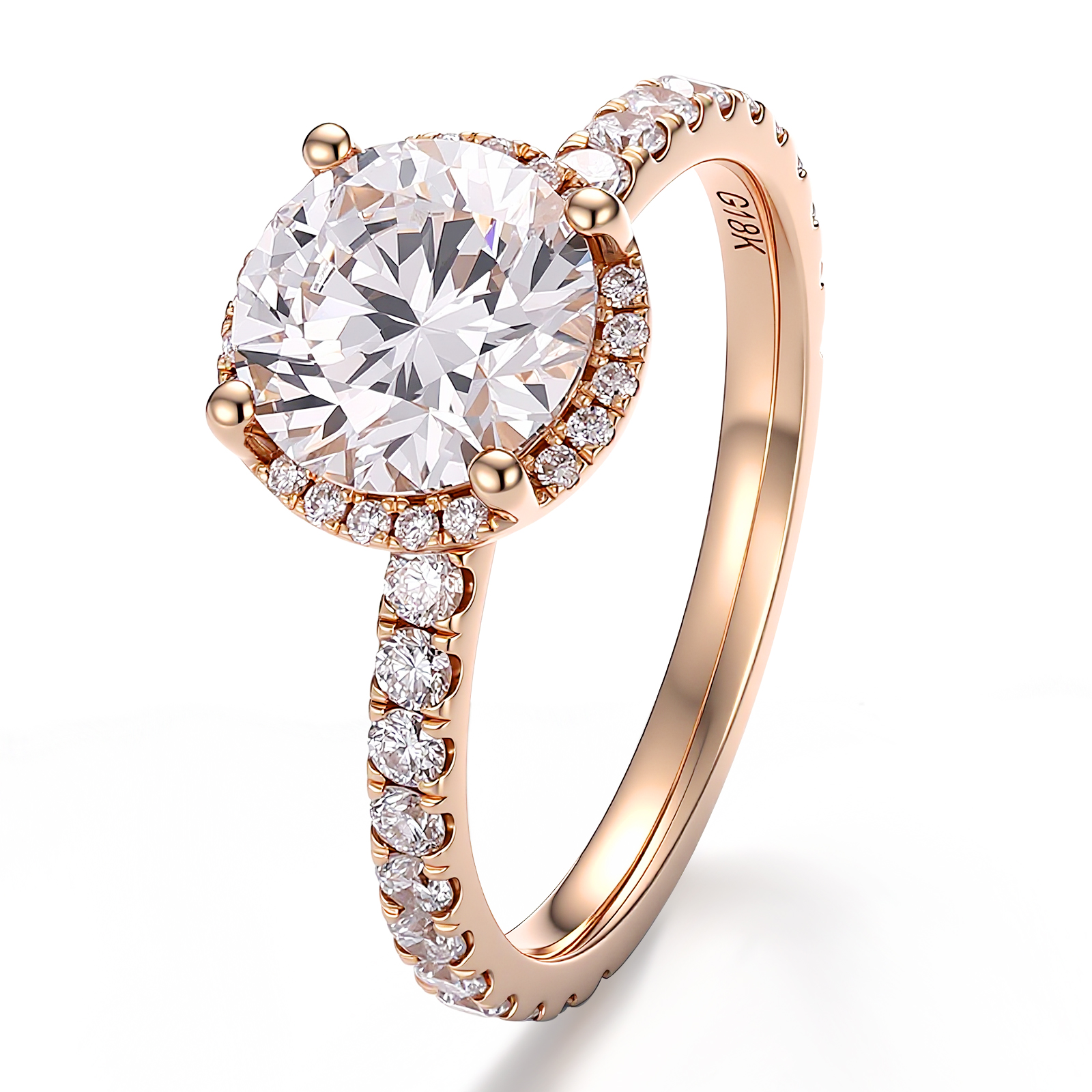 Bague en argent 925 plaqué or avec diamant de laboratoire