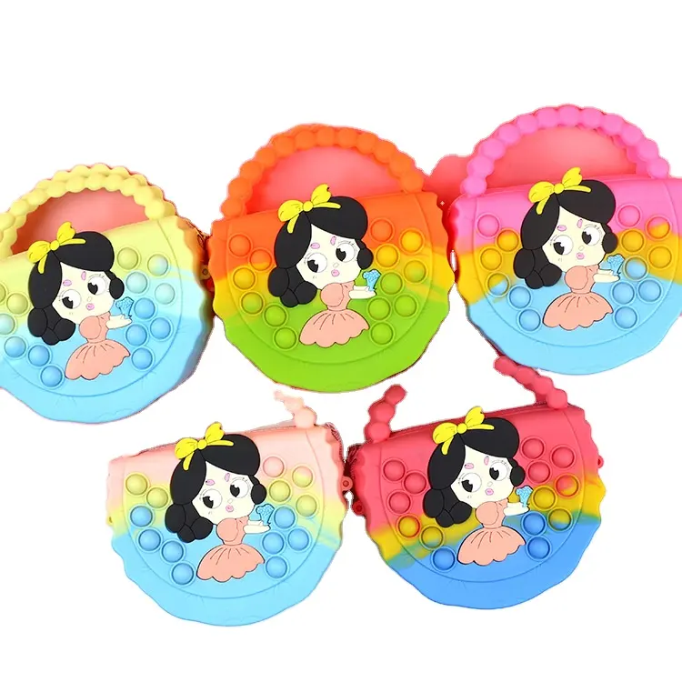 Nuevas niñas lindas princesa de dibujos animados mini Arco Iris bolso de silicona niños bolso regalo monederos bandolera