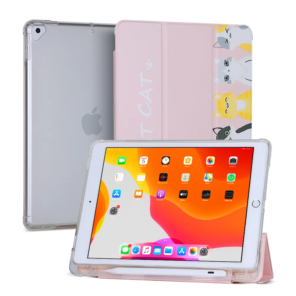 Aangepaste Ontwerp Afdrukken Case Voor Ipad 8 Gen 10.2 Inch Smart Flip Cover Met Potlood Houder Custom Gedrukt Tablet Case