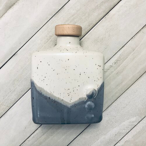 Handmade Ceramic Flask with Wood Topped Cork Stopper Spirits Wine Bottle Perfect for Sharing a <strong>Nip</strong> of a Favourite Beverage 8oz - Product Image 5