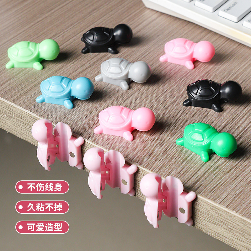 Pack de 6 mini organisateurs de câbles tortue, couleurs aléatoires.