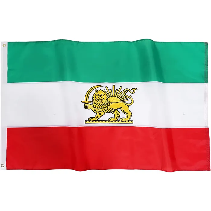 2023 nuovo prodotto tessuto in poliestere personalizzato economico realizzato rosso bianco e verde 3 x5ft bandiera del leone Iran