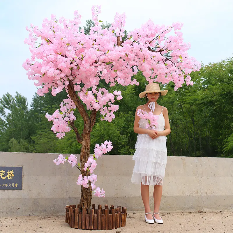 DREA Indoor outdoor Customized Size Sakura Table Big Artificial Pink Cherry Blossom Tree For Wedding Decor
