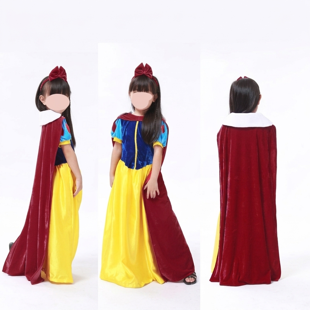 red kids dress + cape+hair band