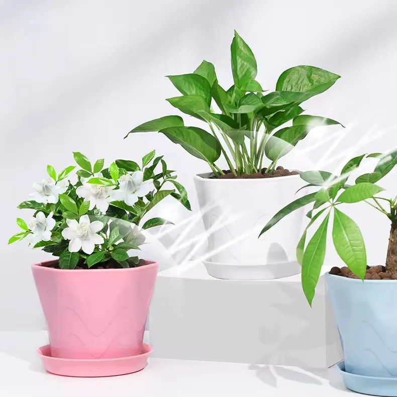 Vaso de plástico para plantas, vaso de plástico para decoração de jardim doméstico, vaso de plástico para plantas