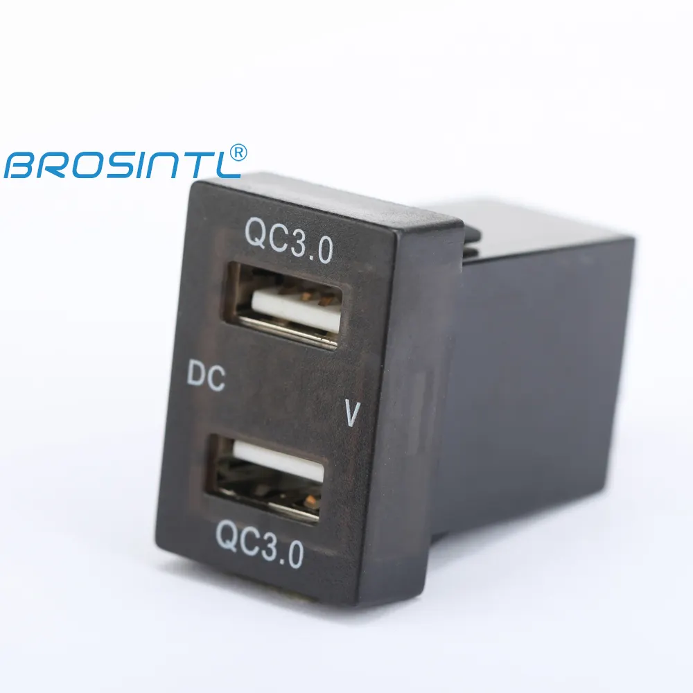 BROSINTL BC006KB Cổng Kép QC 3.0 Ổ Cắm Sạc Cổng USB Cho Toyota Camry Với Vôn Kế