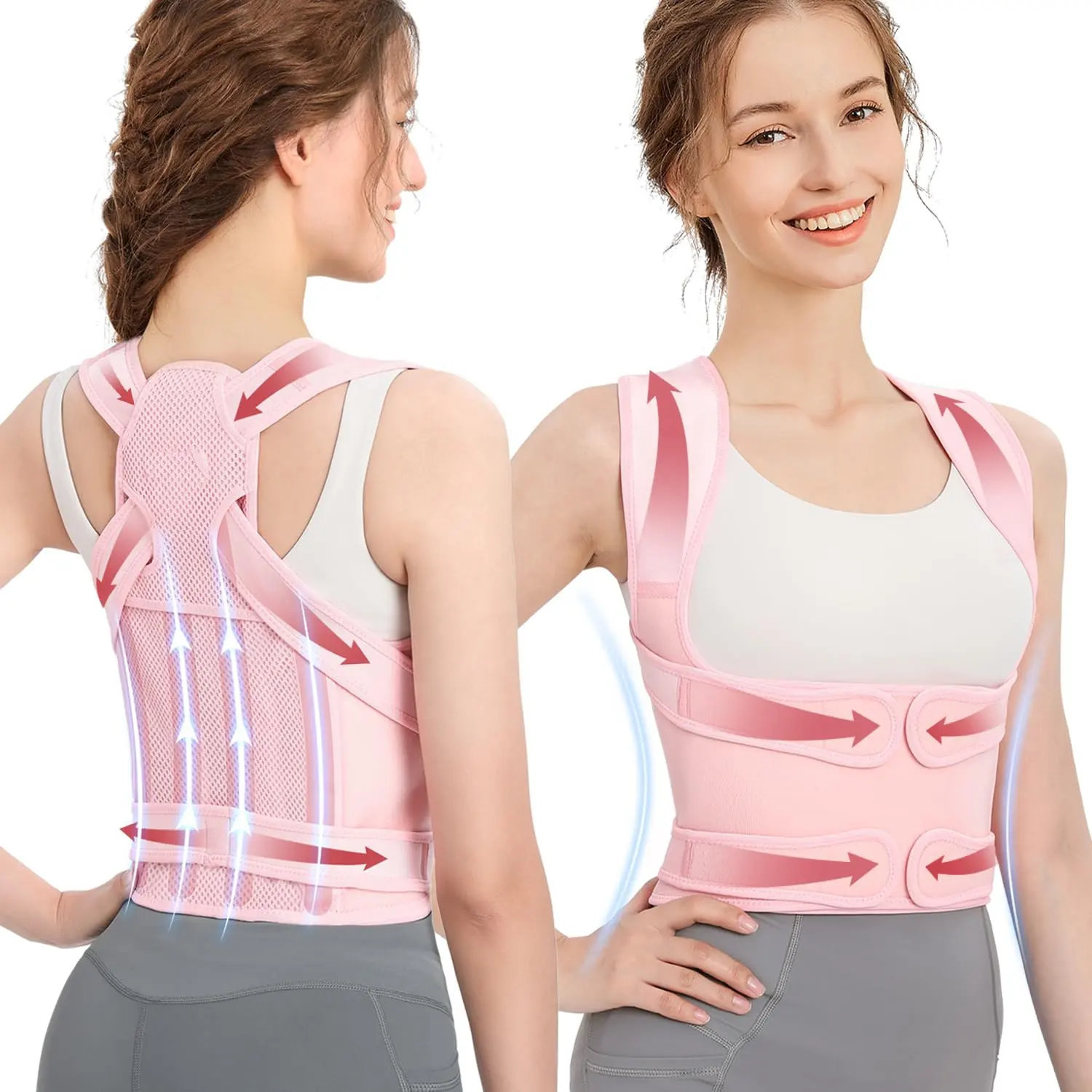 Correcteur de posture pour orthèse dorsale pour femme: lisseur d'épaule réglable soutien complet du dos soulagement de la douleur dans le haut et le bas du dos