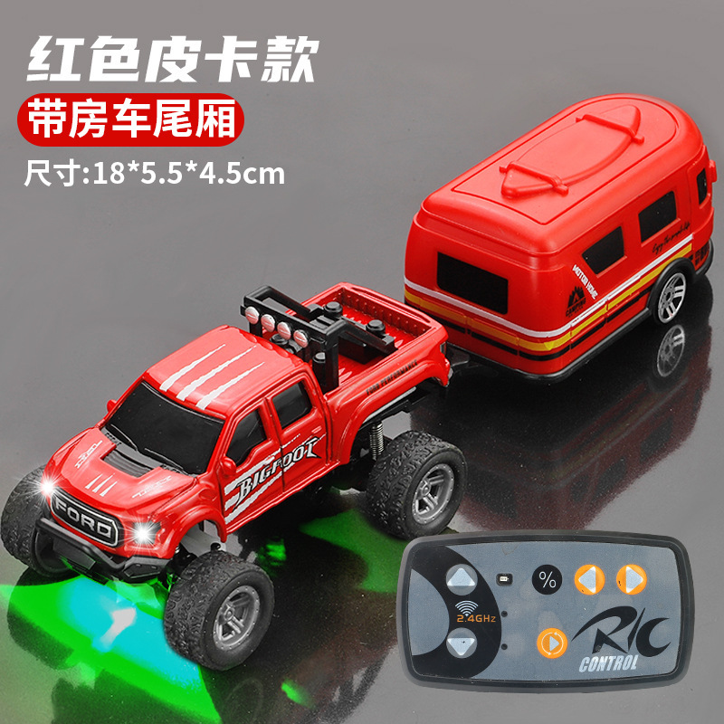 Mini coche de aleación con control remoto - Cabina roja + remolque