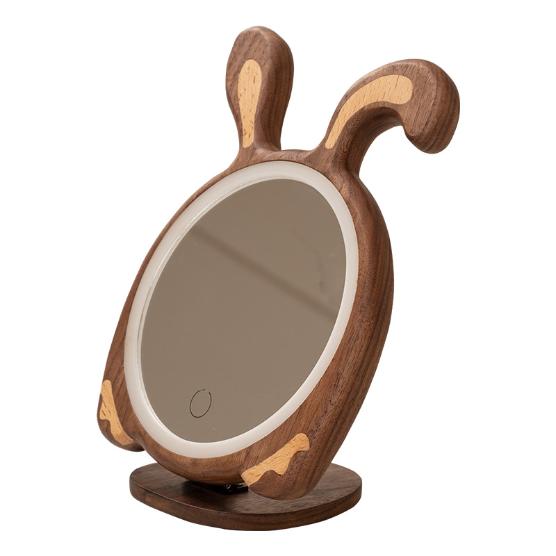 Miroir de maquillage en bois de noyer