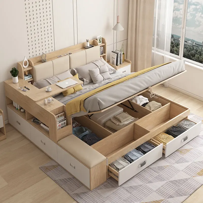 Side wood Girl Room Wall Smart Murphy Cabinet Modern Full King Size doppia camera da letto mobili di lusso Queen Bed Sets