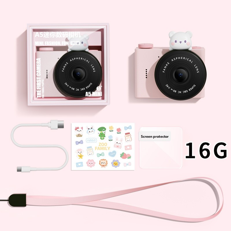 กล้อง Coral Pink + การ์ด 16G + สติ๊กเกอร์ + เชือกเส้นเล็ก + Ch