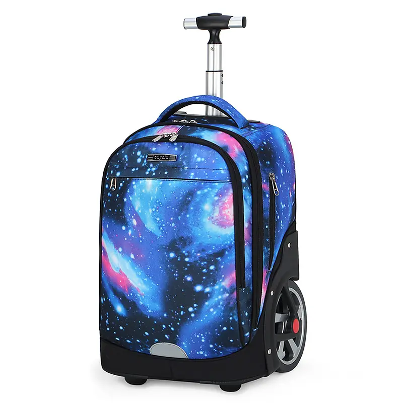 Wholesale School Children Trolley Business Travel Bag Canvas Kids Student Backpack with Wheels Unisex Geometric Rolling Backpack