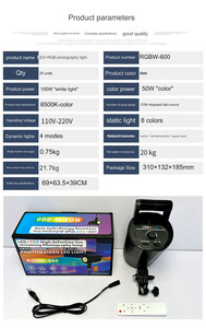 Taşınabilir RGB LED dolgu ışığı uzaktan kumanda plastik YouTube TikTok akışı için fotoğraf stüdyosu uyumlu telefon kamera - Product Image 4