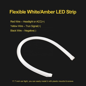 Kingshowstar esnek araba şerit LED işık 2 adet 17.7in LED far şerit floresan lamba gündüz çalışan işık Bar beyaz Amber - Product Image 4