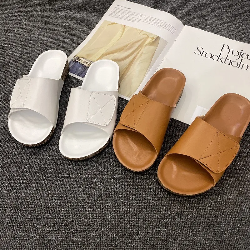 Fashion Girls Casual Cork Slippers Rubber Soft Sole Flat Sandals Women