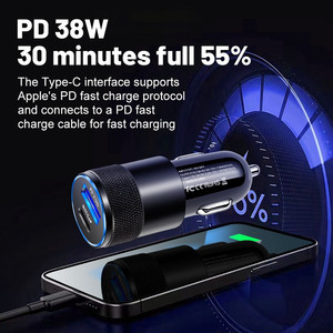 Yüksek kaliteli çift bağlantı hızlı şarj 38W PD QC3.0 USB araba şarjı ile 5V/3A çıkış elektrik tipi - Product Image 6