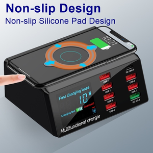 Cep telefonu hızlı şarj şarj 8-Port çoklu Usb şarj aleti QC3.0 PD telefon kablosuz şarj için 100W akıllı USB şarj istasyonu - Product Image 5