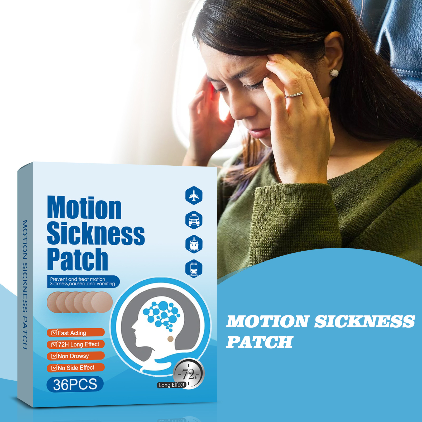 high quality motion sickness patches headache relief sticker for travel nausea dizzy vomiting