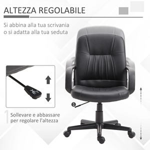 Vinsetto Ergonomic and <span class=keywords><strong>Swivel</strong></span>オフィスチェア,高さ調整可能なオフィスチェア,フェイクレザー60x60x90-99cmブラック