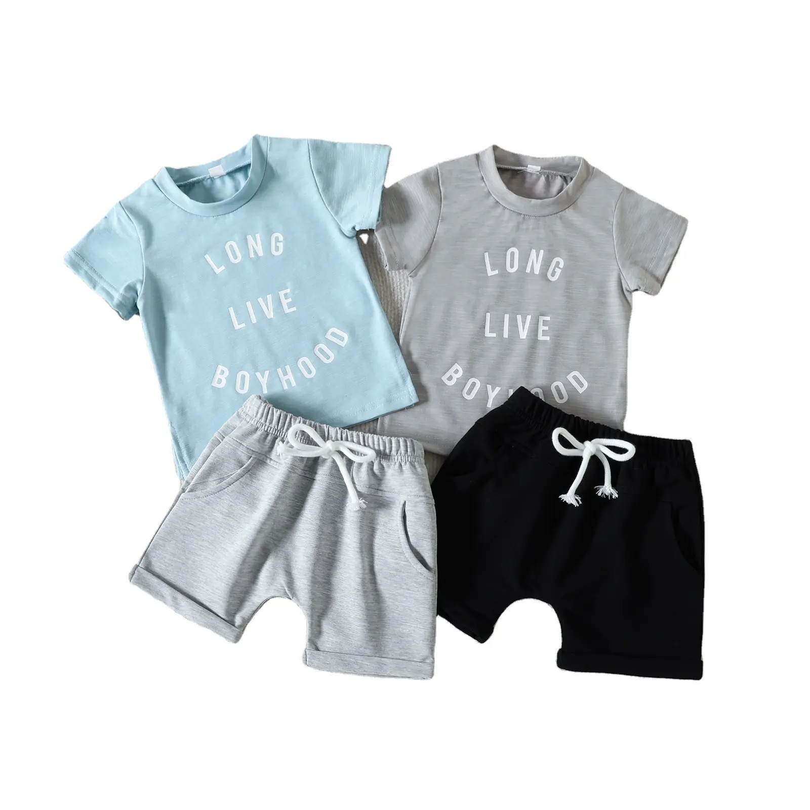 Conjunto de ropa de bebé recién nacido a la moda, conjunto de pantalones cortos y camisa de niño casual de 2 piezas para 2-3 años
