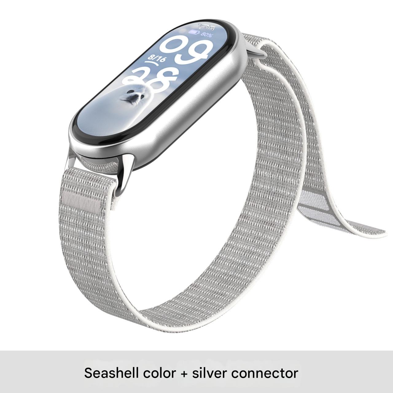 Bracelet de montre coquillage + connecteur argenté