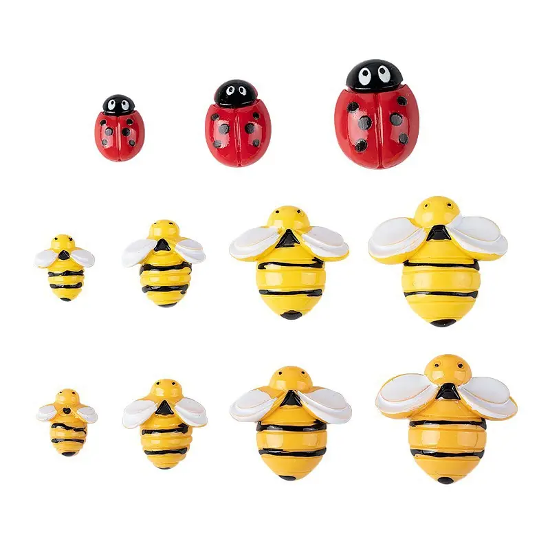 Kawaii Bee-figuras en miniatura de animales, cabujones de resina con reverso plano, adornos artesanales para álbum de recortes, suministros artesanales de 20mm