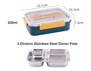 Sızdırmaz 3 bölmeli yemek kutusu ile klipleri kilit iki biter - Product Image 2