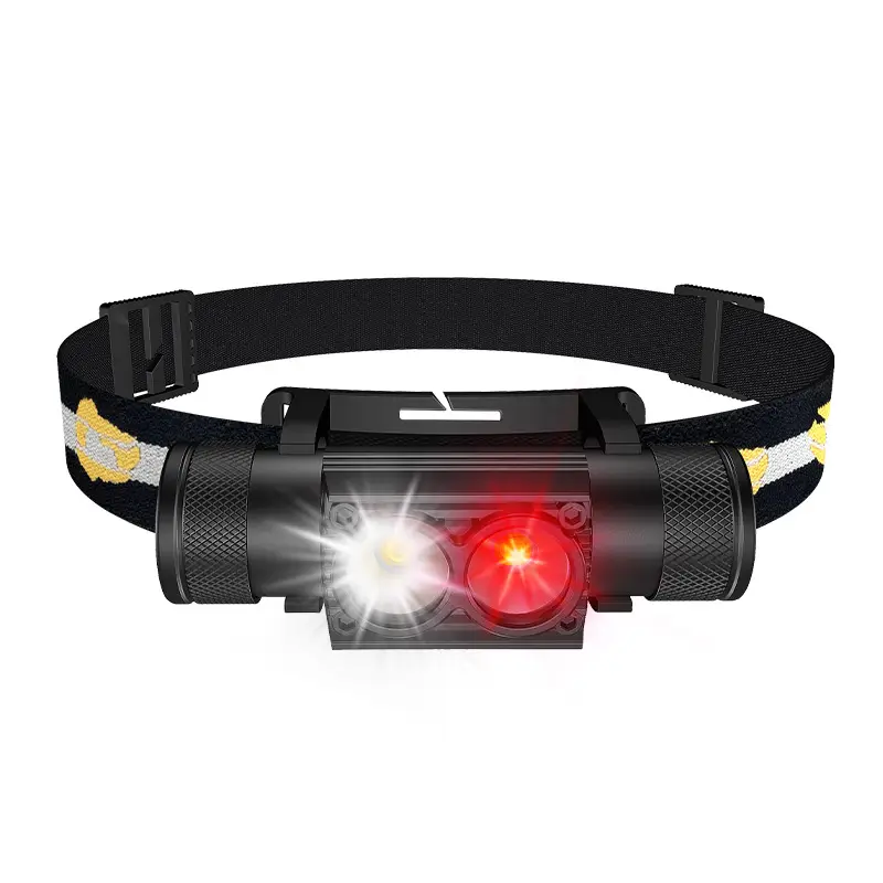 Waterproof Rechargeable Strong Led Headlamp Red Safety Light Portable Head Lamp Outdoor Blue Green Yellow Light Torch