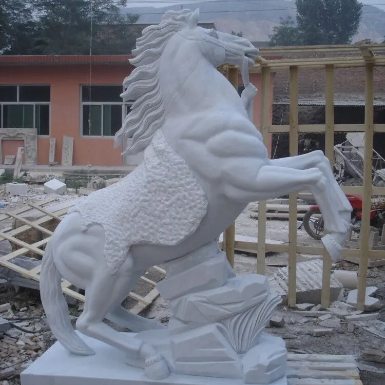 Estatuas clásicas de animales de caballo de mármol natural, tamaño natural a la venta
