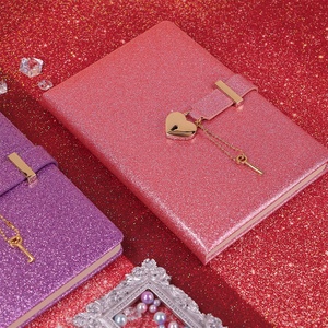 2025 tùy chỉnh A5 PU da máy tính xách tay bìa cứng Quà Tặng Nhật Ký với dễ thương Tim khóa may ràng buộc bơm lại Tạp Chí - Product Image 2